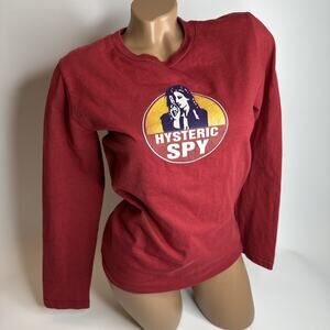 Hysteric Glamour Spy Long Sleeve Tee Red Streetwear Y2K Kawaii Thailand S